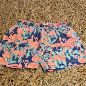 Chubbies Tropical Flamingo Swim Trunks - Blue and Pink